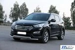 Передня дуга ST014 (нерж.) для Hyundai Santa Fe 3 2012-2018 рр - 4