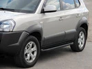 Бокові пороги Allmond Black (2 шт., алюміній) для Hyundai Tucson JM 2004- рр - 1