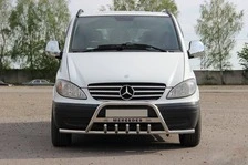 Кенгурятник WT004-Plus з вусами (нерж.) для Mercedes Viano 2004-2014 рр