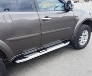 Бокові пороги Mevsim Grey (2 шт., Алюміній) для Mitsubishi Pajero Sport 2008-2015 рр