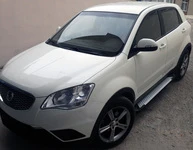 Бокові пороги Allmond Grey (2 шт., алюміній) для SsangYong Korando 2010-2019 рр