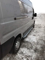Бокові пороги Allmond Grey (2 шт., алюм.) Довга база для Fiat Ducato 2006-2025 рр
