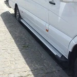Бокові пороги Allmond Grey (2 шт., алюм) Середня база для Volkswagen Crafter 2006-2016 рр