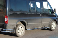 Бічні труби BB002 (2 шт., нерж.) 60 мм, L1 (коротка) для Ford Transit 2000-2014 рр