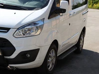 Бокові пороги Allmond Black (2 шт., алюміній) Довга база для Ford Custom 2013-2022 рр