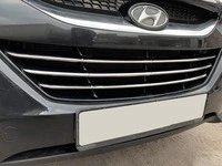 Смужки на решітку радіатора (3 шт, нерж) для Hyundai IX-35 2010-2015 рр