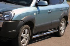 Бічні труби BB002 (2 шт., нерж.) для Hyundai Tucson JM 2004- рр