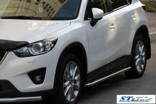Бокові пороги KB001 (нерж) 60 мм для Mazda CX-3 2015- рр