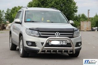 Кенгурятник WT003 (нерж) 51 мм, без напису для Volkswagen Tiguan 2007-2016 рр