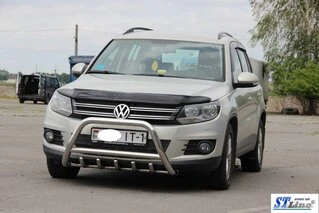 Кенгурятник WT003 (нерж) 51 мм, без напису для Volkswagen Tiguan 2007-2016 рр