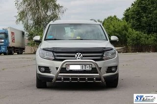 Кенгурятник WT003 (нерж) 51 мм, без напису для Volkswagen Tiguan 2007-2016 рр