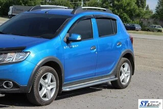 Бокові пороги KB001 (нерж) 60 мм для Dacia Sandero 2013-2020 рр