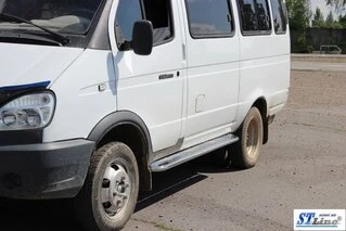 Бокові пороги KB001 (нерж) 60 мм для Газель, соболь