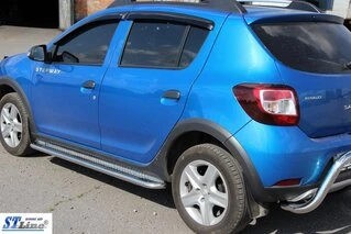 Бокові пороги KB001 (нерж) 60 мм для Dacia Sandero 2013-2020 рр