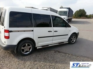 Бічні труби (2 шт., нерж) 60 мм, Maxi база для Volkswagen Caddy 2004-2010 рр
