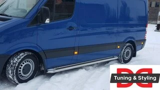 Бокові пороги Premium (2 шт., нерж.) d60, Long/ExtraLong для Volkswagen Crafter 2006-2016 рр