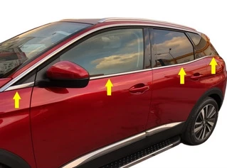Нижні молдинги стекол (8 шт, нерж) OmsaLine - Італійська нержавійка для Peugeot 3008 2016-2023 рр