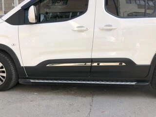 Накладки на молдинг дверей (нерж.) Carmos - Турецька сталь для Peugeot Partner/Rifter 2019- рр