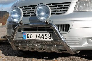 Кенгурятник WT003 (нерж) 60мм, з написом для Volkswagen T5 Transporter 2003-2010 рр