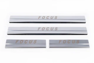 Накладки на пороги Carmos V1 (4 шт., нерж.) для Ford Focus III 2011-2017 рр
