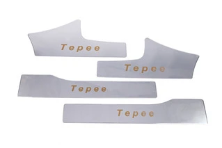 Накладки на внутрішні пороги Carmos (нерж) 3 шт, Carmos - Турецька сталь для Peugeot Partner Tepee 2008-2018 рр