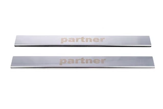 Накладки на пороги V1 (Carmos, 2 шт., сталь) для Peugeot Partner 1996-2008 рр