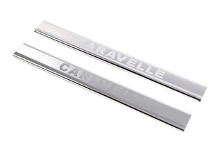 Накладки на дверні пороги VIP (2 шт, сталь) Caravella для Volkswagen T4 Caravelle/Multivan