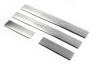 Накладки на пороги OmsaLine Solaris (4 шт, нерж) для Hyundai Accent 2011-2017 рр