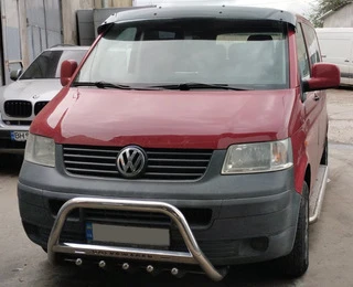 Кенгурятник WT003 (нерж) 60мм, з написом для Volkswagen T5 Transporter 2003-2010 рр