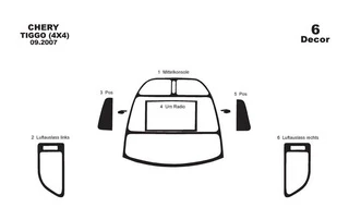 Накладки на панель (маленький к-т) Алюміній для Chery Tiggo 1