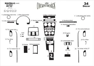 Накладки на панель Дерево для Mazda 6 2003-2008 рр