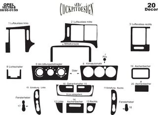 Пластикові накладки на панель (1995-1999) Дерево для Opel Vectra B рр