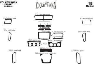 Накладки на панель Дерево для Volkswagen Passat B6 2006-2012рр
