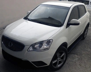 Бокові пороги Allmond Black (2 шт., Алюміній) для SsangYong Korando 2010-2019 рр