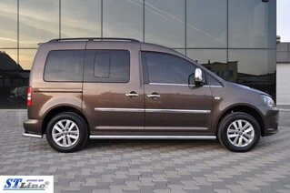 Бічні труби BB001 (2 шт., нерж) d60, Maxi база для Volkswagen Caddy 2010-2015 рр