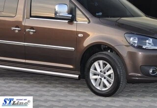 Бічні труби BB001 (2 шт., нерж) d60, Maxi база для Volkswagen Caddy 2010-2015 рр