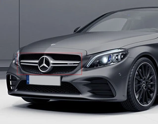 Передня решітка AMG Silver 2018-2025, без камери для Mercedes C-сlass W205 рр