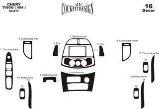 Накладки на панель (великий к-т) Темне дерево для Chery Tiggo 1