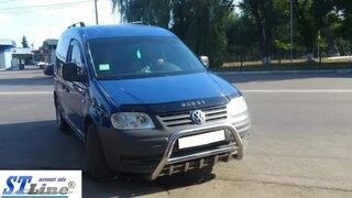 Кенгурятник WT003 (нерж) 60мм, з написом для Volkswagen Caddy 2004-2010 рр
