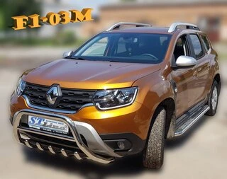 Кенгурятник без напису WT003 (нерж.) для Renault Duster 2018-2024 рр
