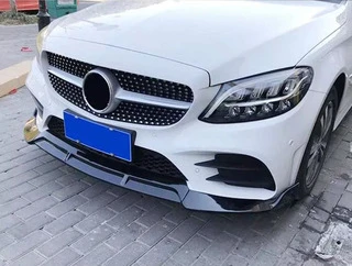 Передня лип накладка V2 1234 Upgrade (чорна, 2018-2021) для Mercedes C-сlass W205 рр