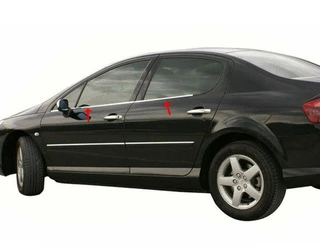 Зовнішня окантовка стекол (4 шт, нерж) Carmos - Турецька сталь для Peugeot 407