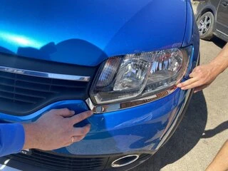 Накладки на фари (2 шт., нерж) для Dacia Logan MCV 2013-2020 рр