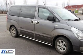 Бічні труби BB001 (2 шт., нерж.) 60 мм для Hyundai H300, H1, Starex 2008-2020 рр