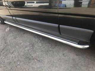 Бокові пороги Premium (2 шт., нерж.) 60 мм, коротка база для Nissan Primastar 2002-2014 рр