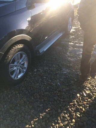 Бокові пороги Allmond Grey (2 шт., алюм.) для Hyundai IX-35 2010-2015 рр