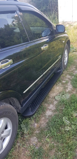 Бокові пороги Allmond Black (2 шт., Алюміній) для SsangYong Kyron 2005-2014 рр