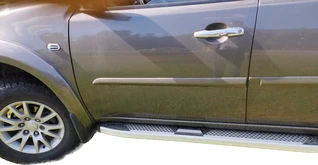 Бокові пороги Mevsim Grey (2 шт., Алюміній) для Mitsubishi Pajero Sport 2008-2015 рр