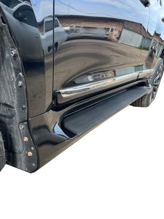 Бокові пороги GX-style (2 шт., алюміній) Чорний колір (сіра підніжка) для Toyota Land Cruiser Prado 150