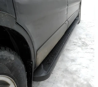 Бокові пороги Allmond Black (2 шт., Алюміній) Довга база для Fiat Talento 2016- рр